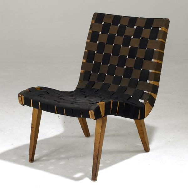 JENS RISOM: JENS RISOM; Webbed lounge chair; 29 1/2'' x 20'' x 28''