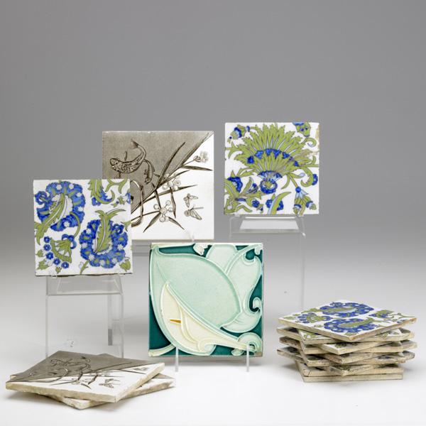 WILLIAM MORRIS (Attr.): WILLIAM MORRIS (Attr.); Group of eleven tiles in the 'Elfely' pattern; Each stenciled and numbered; Each: 5'' sq.