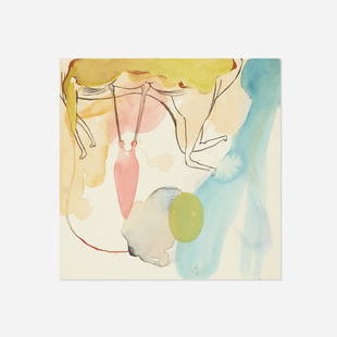 Amy Sillman, Untitled: Amy Sillman Untitled 1996watercolor on paper board 8.75 h × 8.75 w in (22 × 22 cm) Signed and dated to verso 'Amy Sillman 96'.