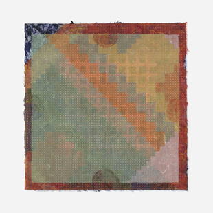 Alan Shields, Weltm: Alan Shields Weltm 1989relief print in colors with perforation and collage on handmade paper 19.5 h &times; 19.5 w in (50 &times; 50 cm) Signed, titled, dated and numbered to lower edge 'Weltm