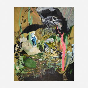 Tomoko Nagai, One night, with the sound of mineral: Tomoko Nagai One night, with the sound of mineral 2009acrylic, oil and glitter on canvas 64 h × 51.25 w in (163 × 130 cm) Signed and dated to verso 'Tomoko Nagai 2009'.