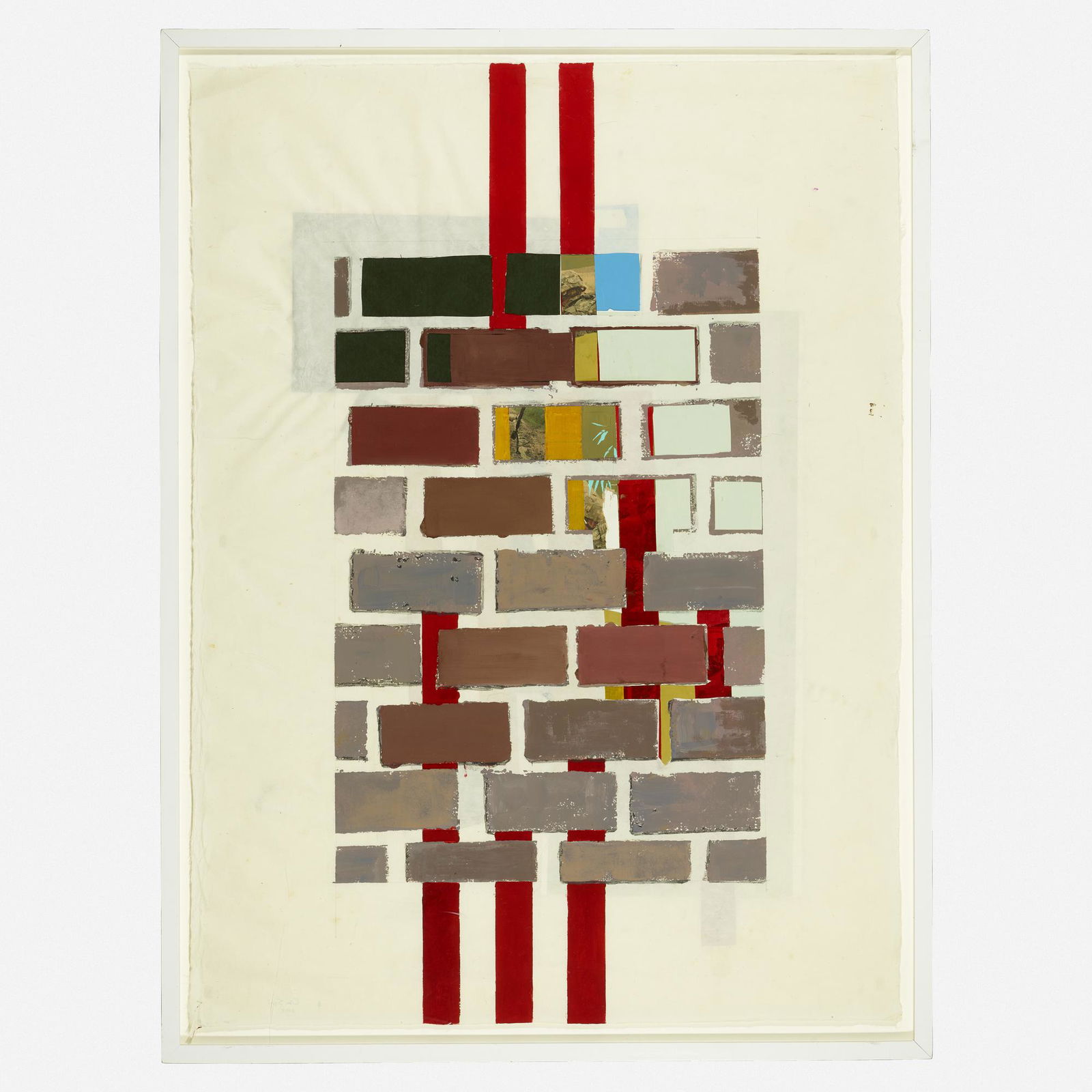 Lisa Sigal, Untitled (Brick): Lisa Sigal Untitled (Brick) mixed media and collage on paper 40.5 h × 30 w in (103 × 76 cm) Signed and dated to verso 'Lisa Sigal 2007'.