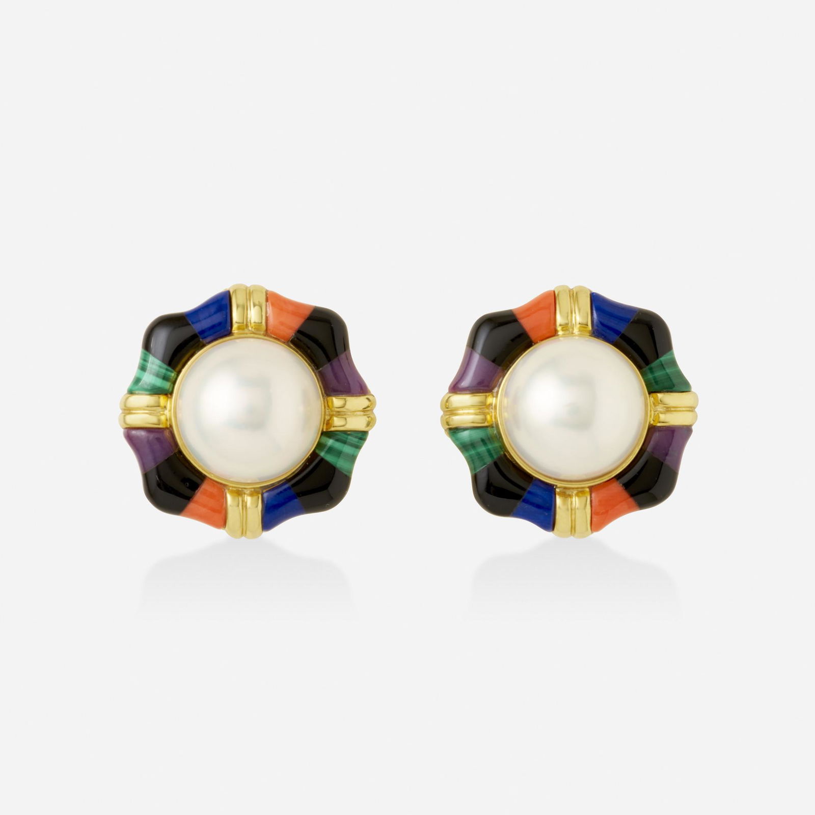 Asch/Grossbardt, Mabe cultured pearl and gold earrings (1 of 2)