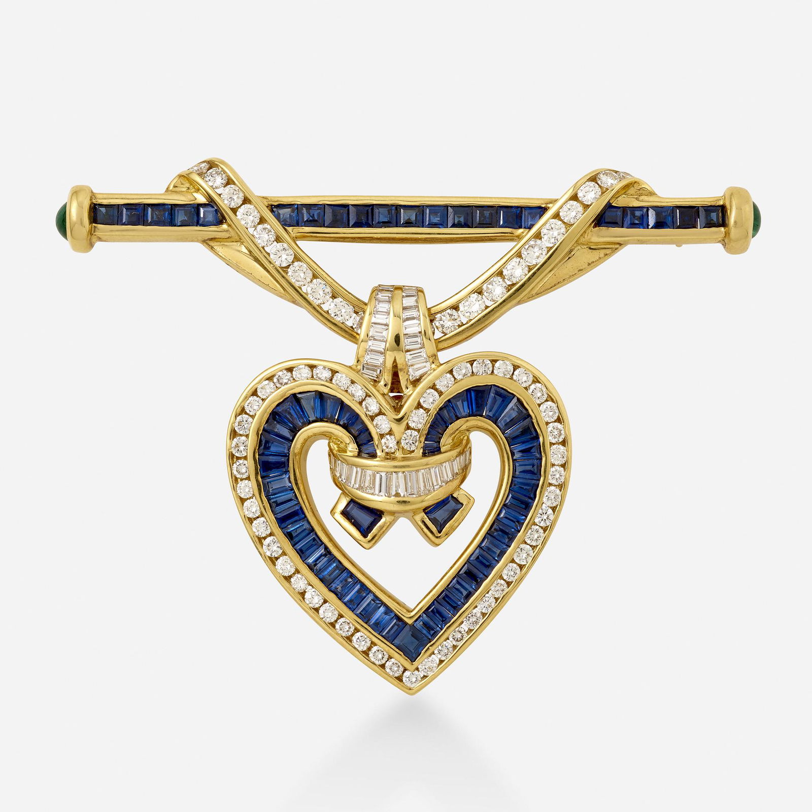 Charles Krypell, Diamond and gem heart brooch (1 of 2)
