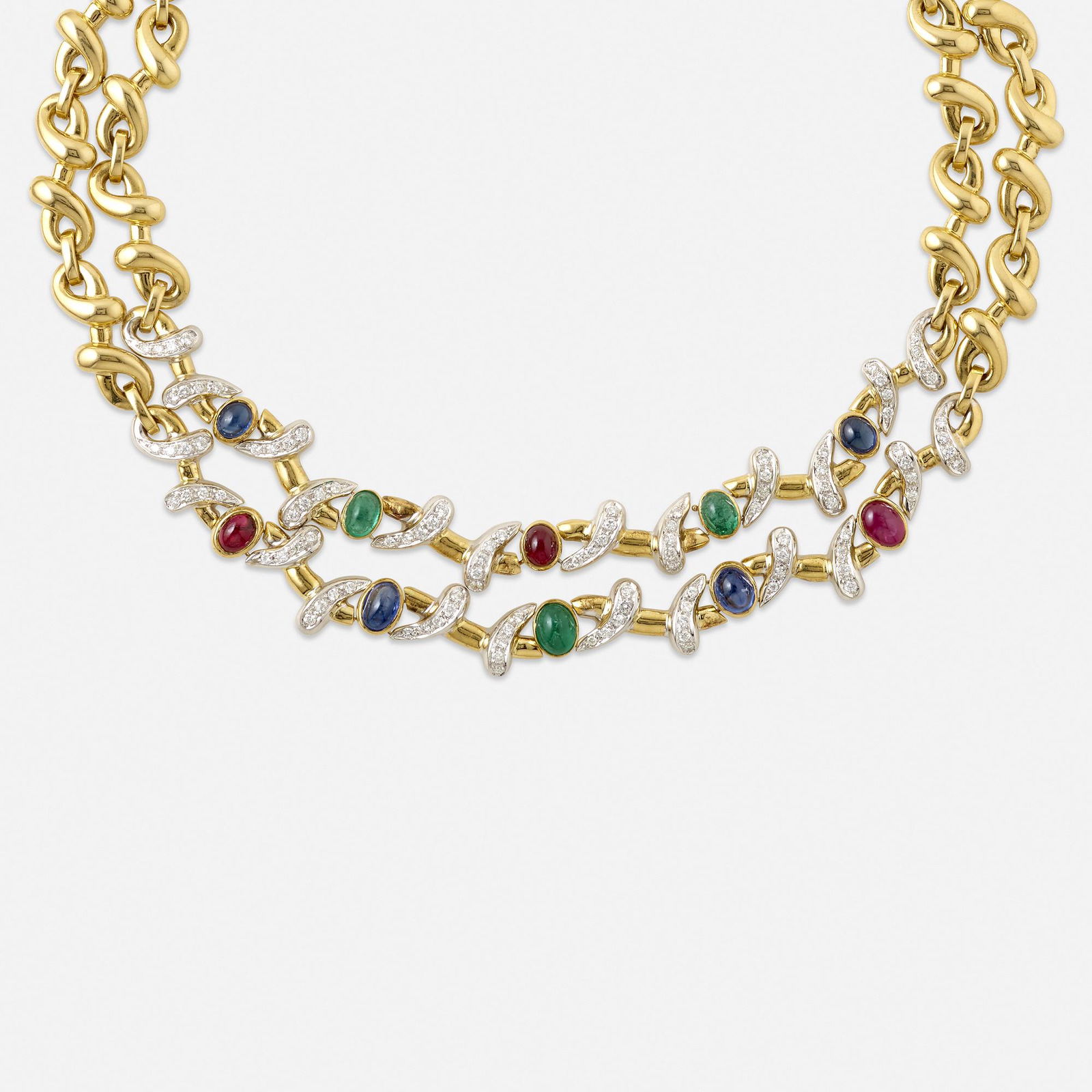 Diamond, gem-set, and gold necklace (1 of 2)