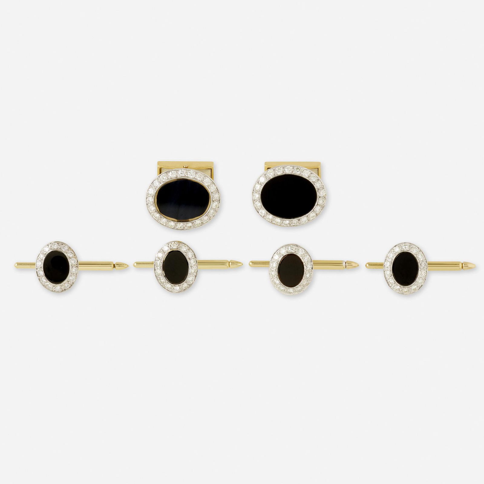 Gold, diamond, and black onyx cufflinks and shirt studs (1 of 2)