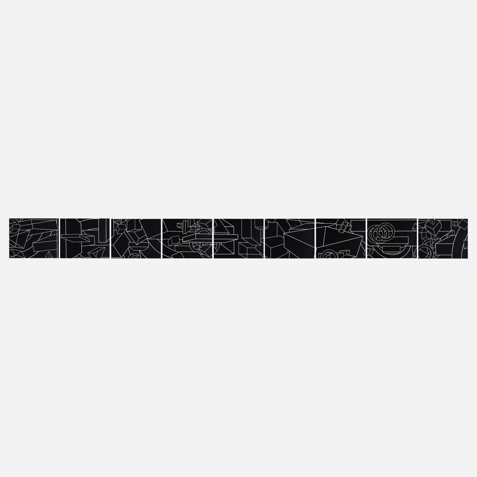 Al Held, Untitled (White lines on black paper): Al Held, Untitled (White lines on black paper) Al Held Untitled (White lines on black paper) 1974screenprint on ten sheets sheet: 21.75 h × 27.25 w in (55 × 69 cm) Signed