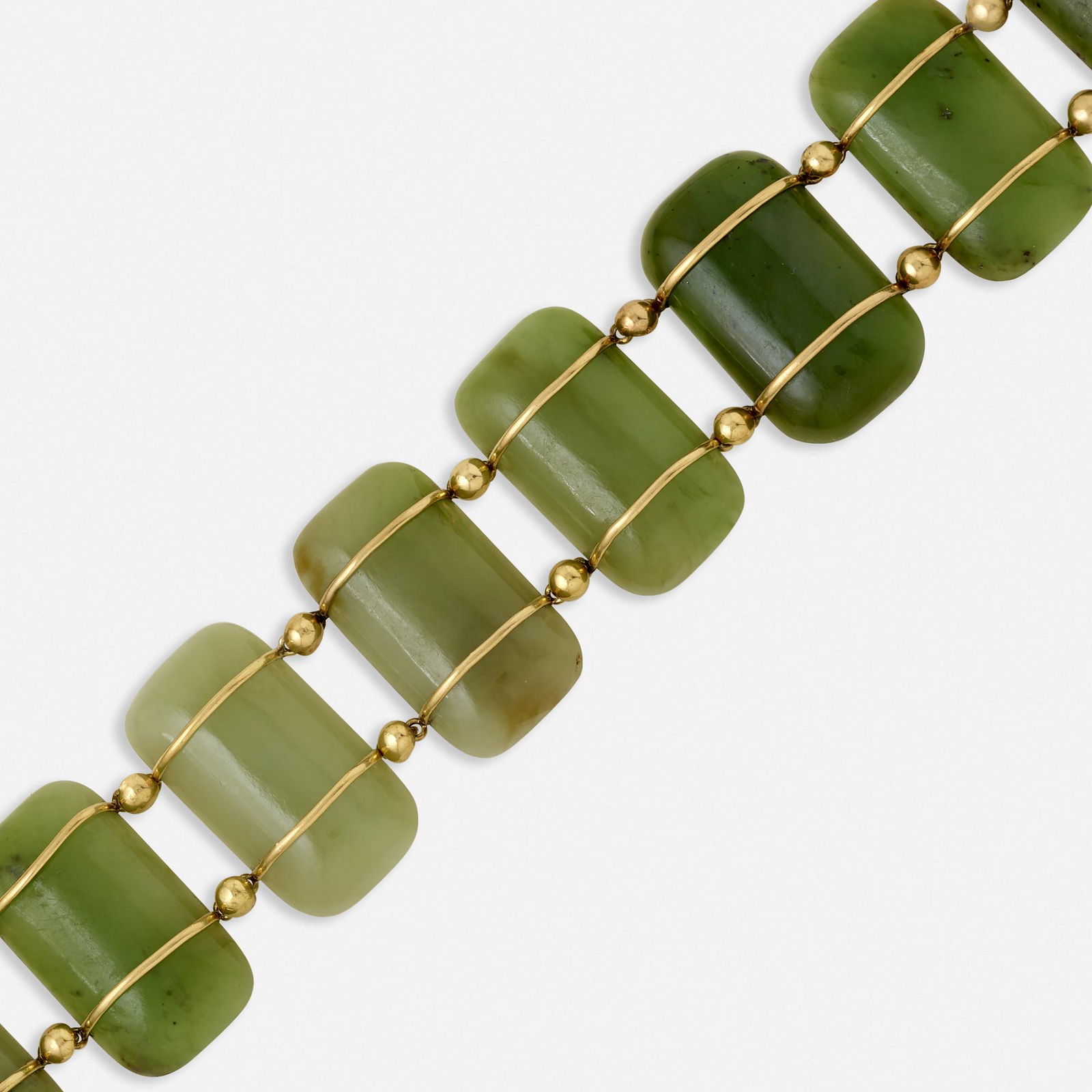 French Art Deco, Jade and gold bracelet (1 of 3)