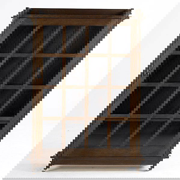 STICKLEY; E.J. AUDI: STYLE OF STICKLEY; E.J. AUDI; Reproduction single-door bookcase; Unmarked; 55 1/4'' x 36'' x 12''