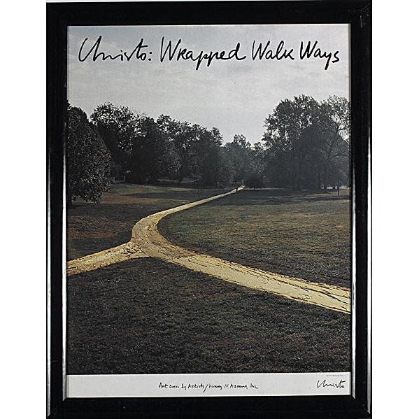 THREE PRINTS: THREE PRINTS; Christo (American, b. 1935) Wrapped Walk Ways, offset poster (framed), signed, 29 1/2'' x 23 1/3'' (sight); Martin Barooshian (American, b. 1929), Three Pelicans in Flight, lithograph, s
