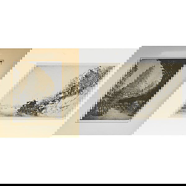 SIX MANHATTAN-THEME PRINTS: SIX MANHATTAN-THEME PRINTS; Harry Leroy Taskey (American, 1895-1987); Etching, ''Manhattan Street''; Signed and titled; 10'' x 8''; Syd Brown (American, 1907-1991), Etching, ''Sutton Place, N.Y.''; Si