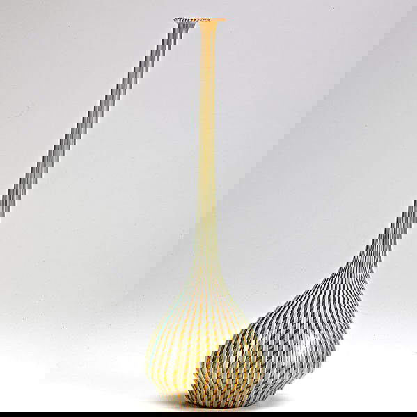 FRATELLI TOSO (Attr.): FRATELLI TOSO (Attr.); Bottle shaped vase with caned decoration; 14'' x 4'' dia.