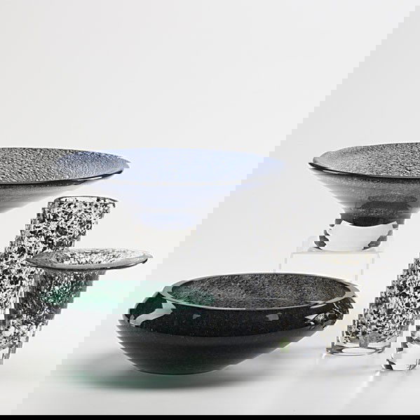 BENGT ORUP / JOHANSFORS: BENGT ORUP; JOHANSFORS; Flaring vase, similar ovoid vase and low bowl together with Bo Borgstrom/Svenk Form footed bowl; Tallest: 7''