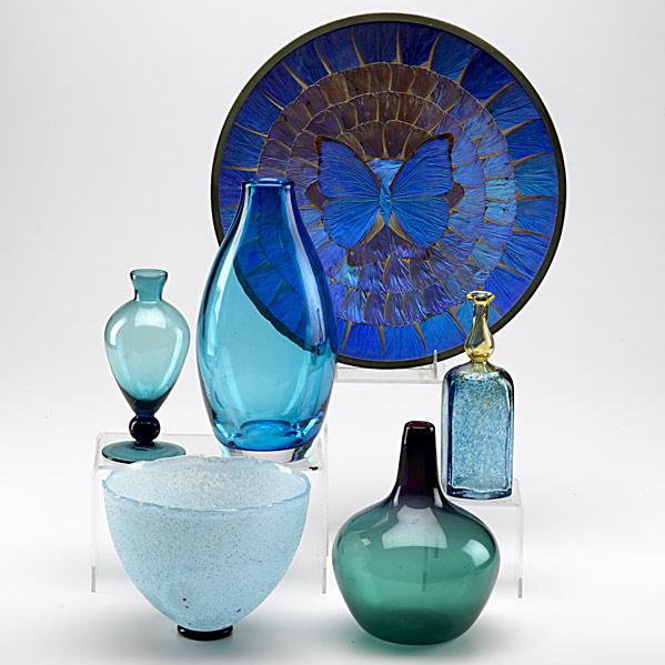 BODA GLASS, ETC.: BODA GLASS, ETC.; Six pieces include two marked Boda, B. Vallien and one marked Hadeland 55; Tallest: 9''