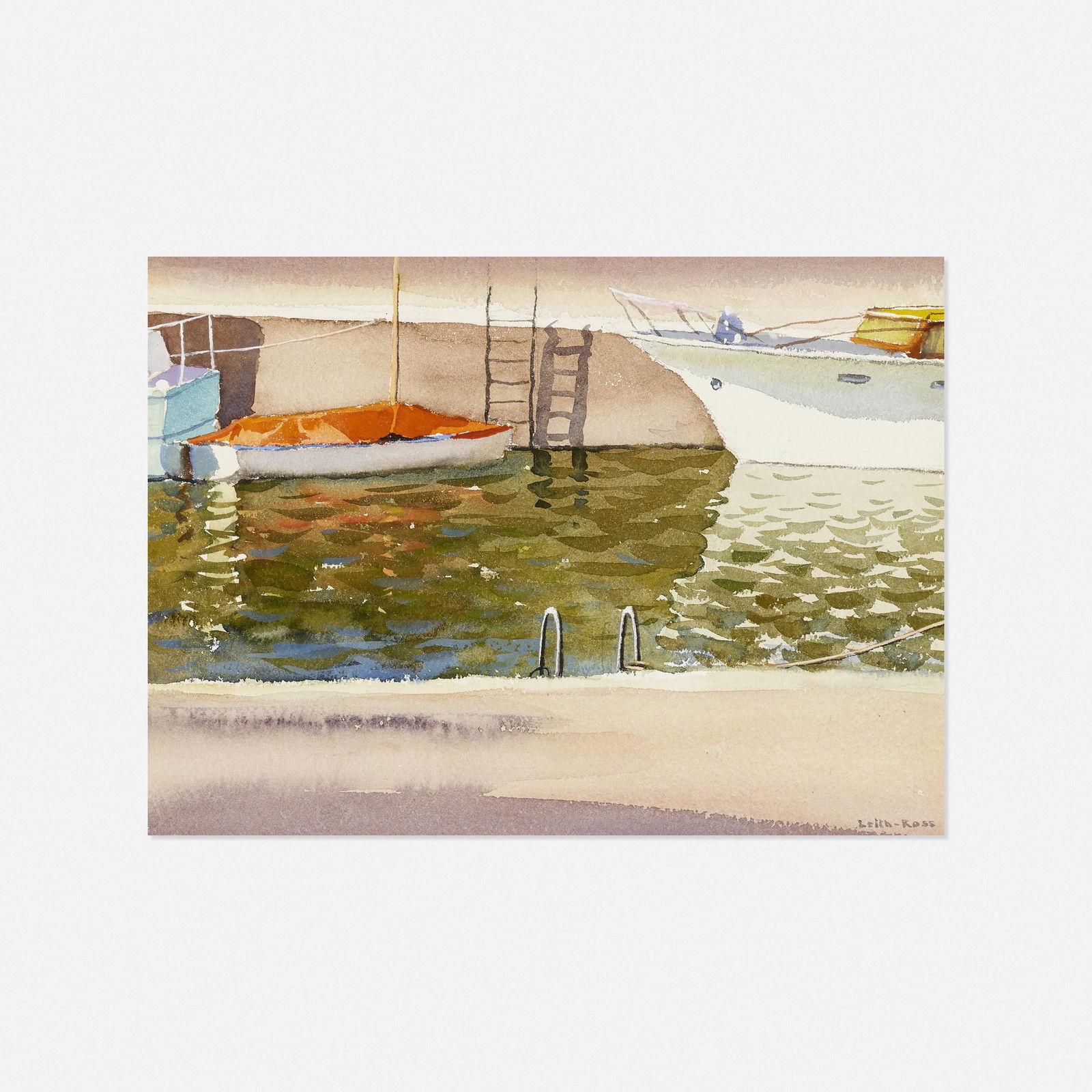 Harry Leith-Ross, Boats at Dock: Harry Leith-Ross Boats at Dock watercolor on paper sight: 10.125 h × 14 w in (26 × 36 cm) Signed to lower right 'Leith-Ross'.
