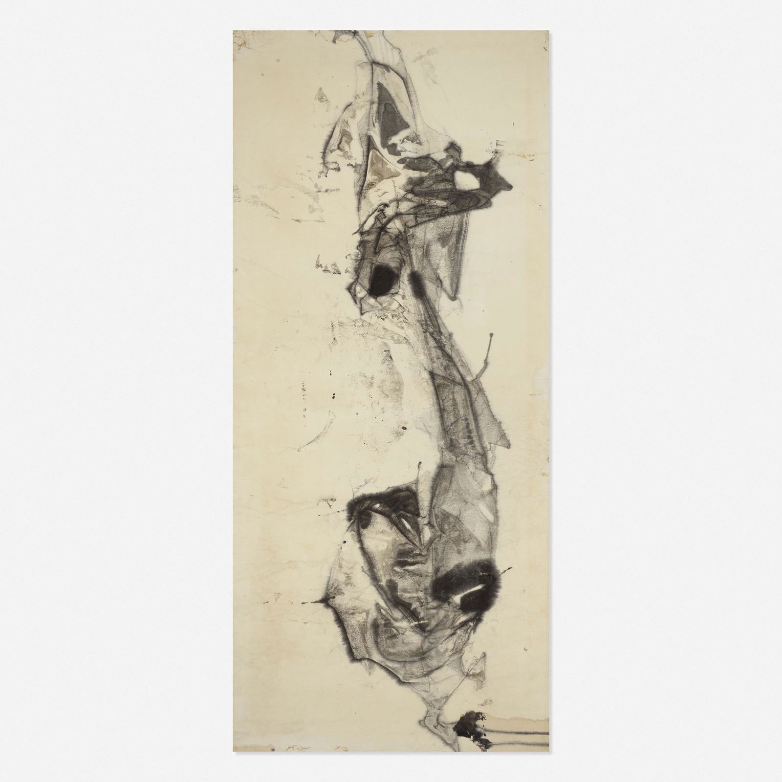 Krishen Khanna, Untitled #1 (Sumi Drawing): Krishen Khanna Untitled #1 (Sumi Drawing) ink on paper laid to canvas 72.625 h × 32.125 w in (184 × 82 cm) Signed to upper left 'Khanna'. Provenance: Nordness Gal