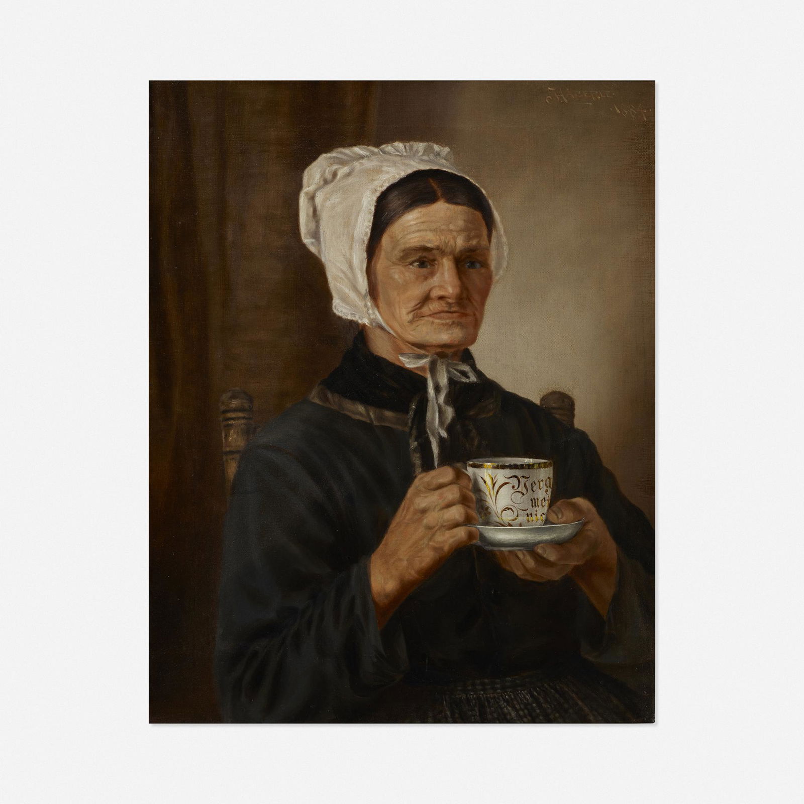 John Haberle, Portrait of Artist's Mother: John Haberle Portrait of Artist's Mother 1884oil on canvas 24.125 h × 19 w in (61 × 48 cm) Signed and dated to upper right 'Haberle 1884'.