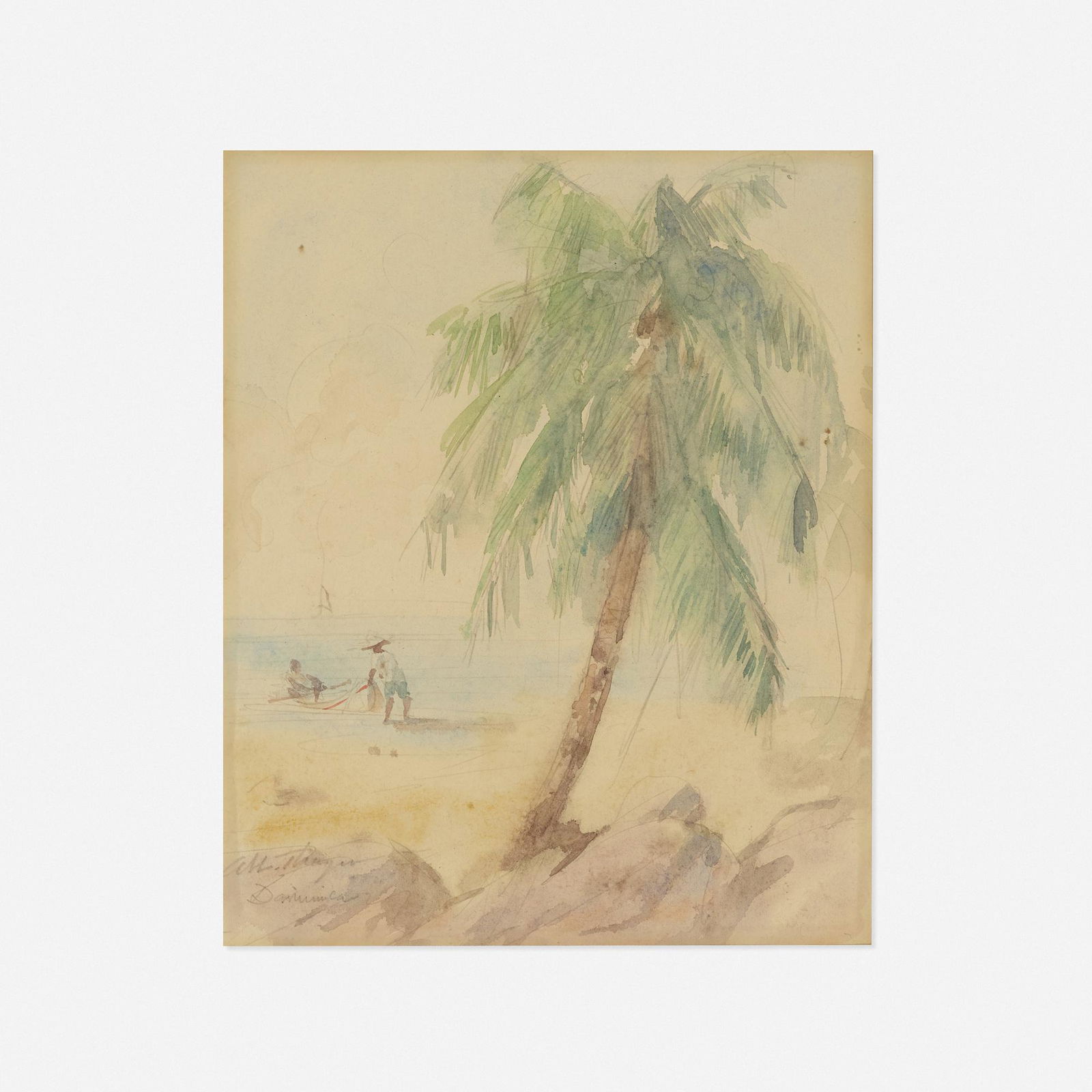 Abbott Handerson Thayer, Palm Tree, Domenica: Abbott Handerson Thayer Palm Tree, Domenica watercolor on paper sight: 12.125 h × 9.875 w in (31 × 25 cm) Signed and inscribed to lower right 'Abb. Thayer Domenica'. Prove