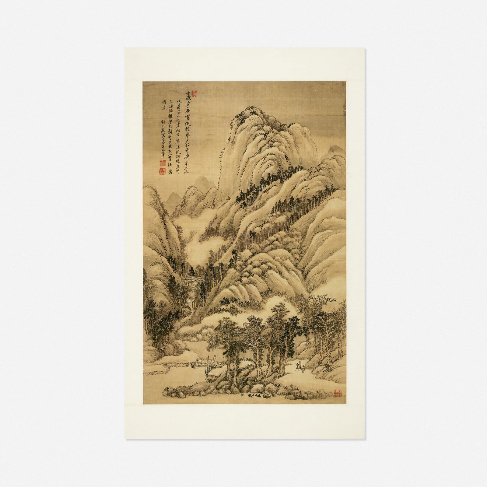 Wang Hui, Recluse Life in Remote Mountains: Wang Hui Recluse Life in Remote Mountains 20th centuryoffset lithograph sheet: 40 h × 24.5 w in (102 × 62 cm) image: 32.375 h × 20 w in (82 × 51 cm) Thi