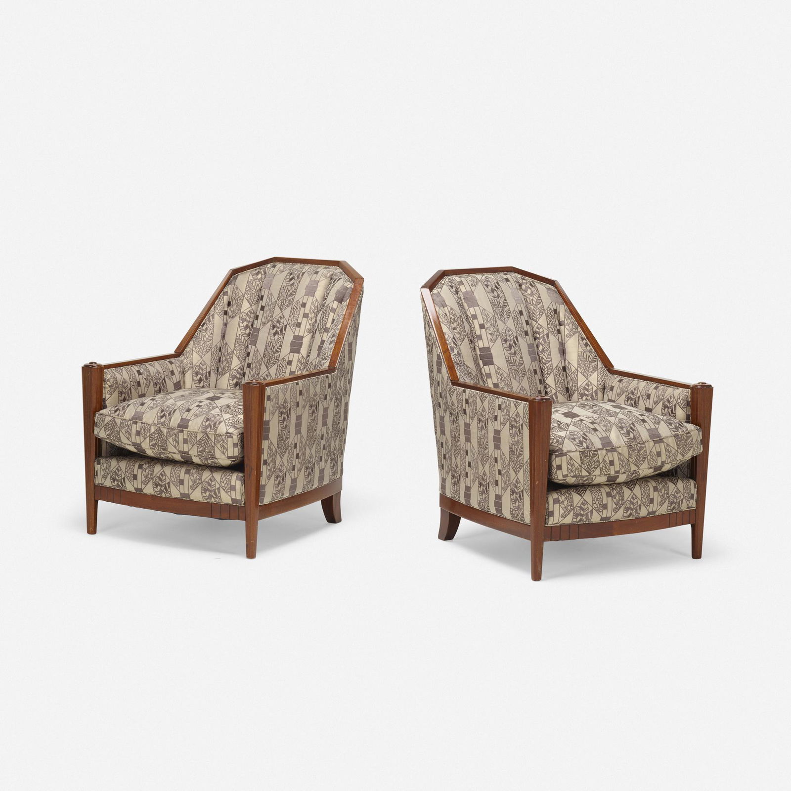 In the manner of Jean Royere, Club chairs, pair (1 of 3)