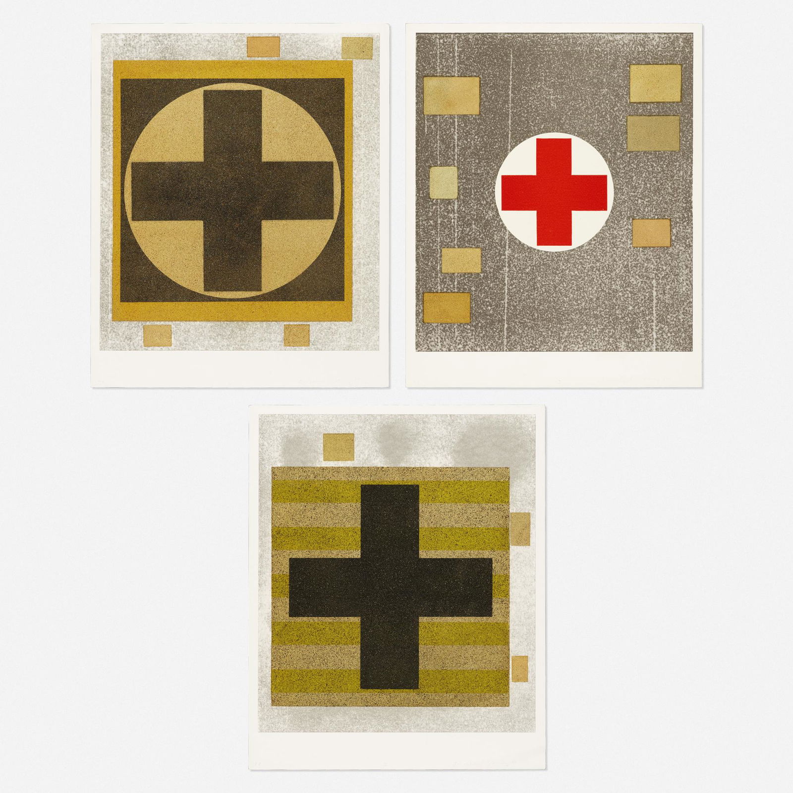 Michael Young, Six Crosses: Sign + Matter (three works): Michael Young Six Crosses: Sign + Matter (three works) 1989mixed media relief prints sheet: 24.5 h × 20 w in (62 × 51 cm) image: 21.375 h × 18.75 w in (54 × 48 cm) L