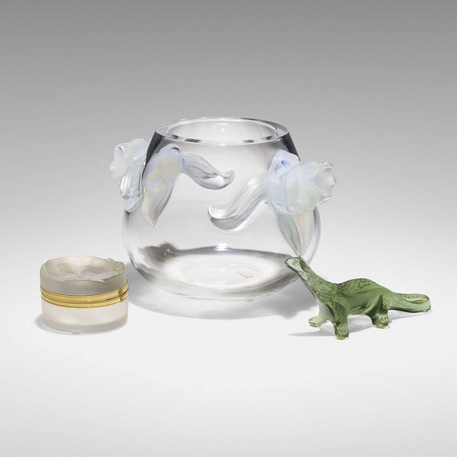 Lalique, Orchidee vase, Salamander figurine, and Daphne (1 of 6)