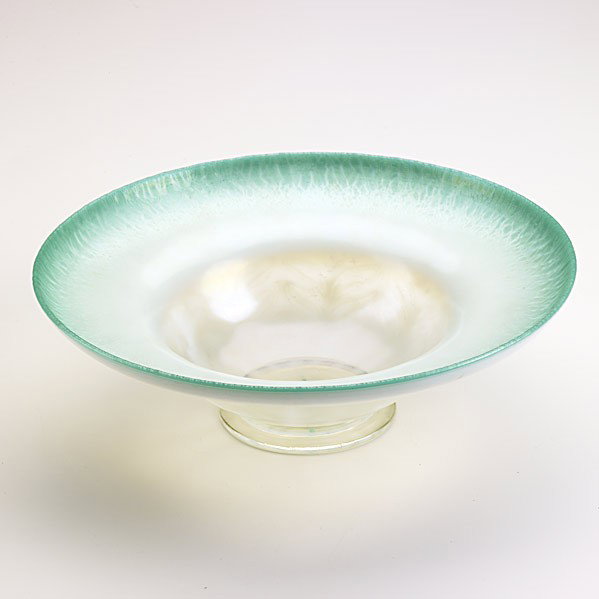 TIFFANY STUDIOS; Favrile glass Pastel bowl: TIFFANY STUDIOS; Favrile glass Pastel bowl; Etched LC Tiffany Favrile 1588; 3 3/4'' x 12''