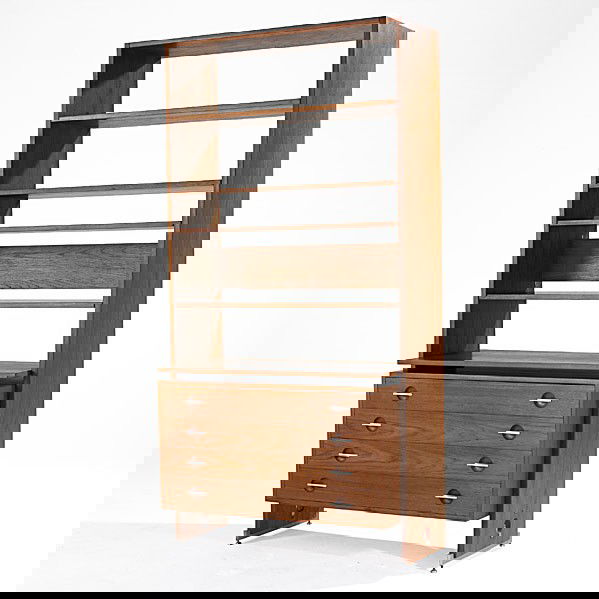 HANS WEGNER; A/S RY MOBLER; Teak storage unit: HANS WEGNER; A/S RY MOBLER; Teak storage unit (RY 100 series), four drawers with brushed steel hardware; Branded RY MOBLER MADE IN DENMARK, Furniture Makers Danish control label; 81 3/4'' x 41 1/2'' x