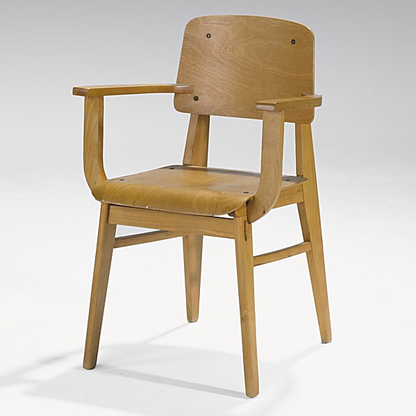 JEAN PROUVE; ATELIERS JEAN PROUVE; Birch armchair: JEAN PROUVE; ATELIERS JEAN PROUVE; Birch armchair, ca. 1945; Unmarked; 32'' x 21'' x 17 1/2''