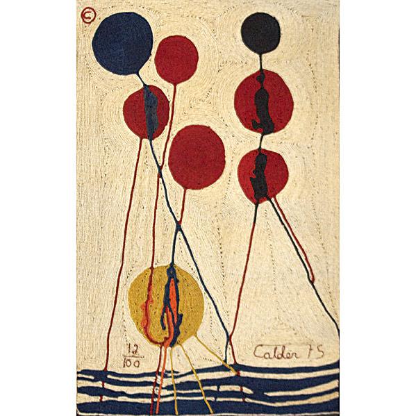 ALEXANDER CALDER; BON-ART; Maguey fiber tapestry: ALEXANDER CALDER; BON-ART; Maguey fiber tapestry, ''Balloons,'' 1975; Woven signature and date, 12/100 with copyright; 84'' x 56''