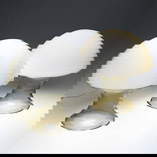 LUCIANO VISTOSI; Cased glass table lamps: LUCIANO VISTOSI; Hand blown cased glass table lamps, 1970s; Unmarked; 14 1/2'' x 14 1/2'' dia.