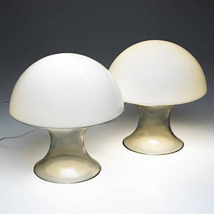 LUCIANO VISTOSI; Cased glass table lamps: LUCIANO VISTOSI; Hand blown cased glass table lamps, 1970s; Unmarked; 14 1/2'' x 14 1/2'' dia.