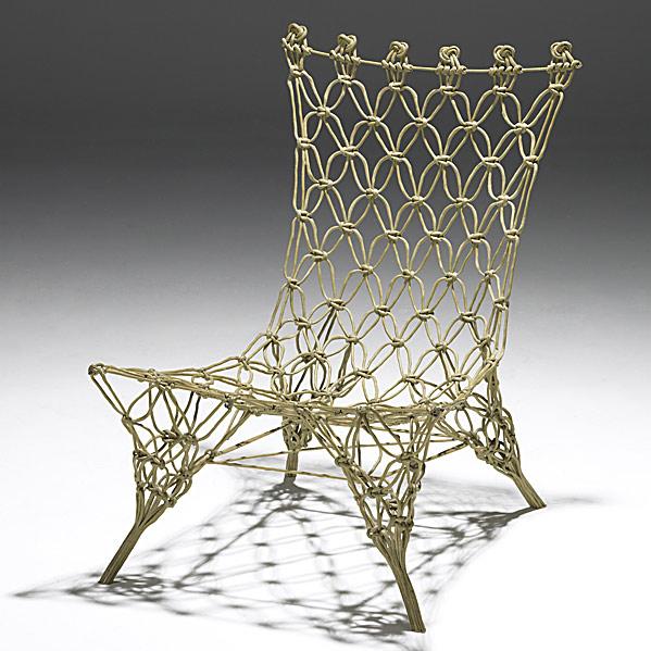 MARCEL WANDERS; DROOG DESIGN; Knotted chair: MARCEL WANDERS; DROOG DESIGN; Epoxied rope Knotted chair; Unmarked; 28 3/4'' x 21'' x 25''