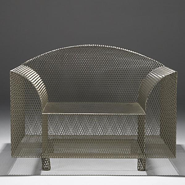 SHIRO KURAMATA; How High the Moon chair: SHIRO KURAMATA; Nickel-plated wire-mesh How High the Moon chair; Unmarked; 28 1/2'' x 27 1/2'' x 33''