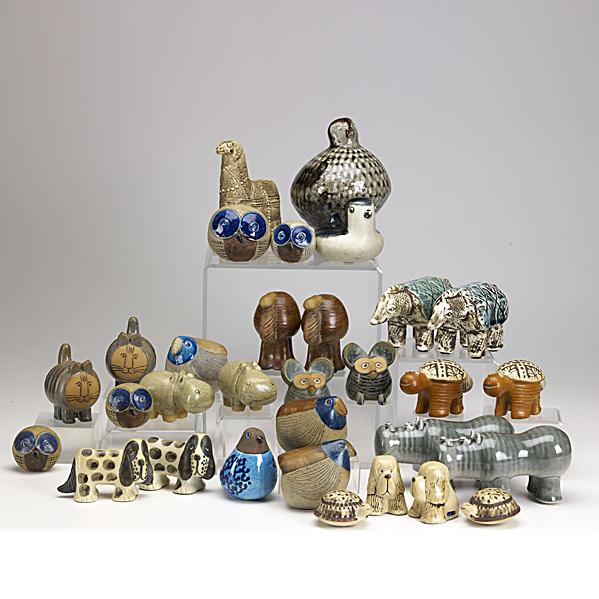 LISA LARSON; GUSTAVSBERG; RORSTRAND; 31 figurines: LISA LARSON; GUSTAVSBERG; RORSTRAND; Thirty one glazed ceramic figurines, twenty Gustavsberg and eleven Rorstrand; All marked and/or paper label; 7 1/2'' x 5 1/4'' x 6''