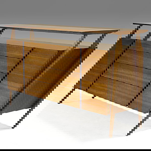 GIO PONTI; SINGER & SONS; Credenza: GIO PONTI; SINGER & SONS; Italian walnut credenza (no. 2154); Unmarked; 36 1/2'' x 64 1/2'' x 19''