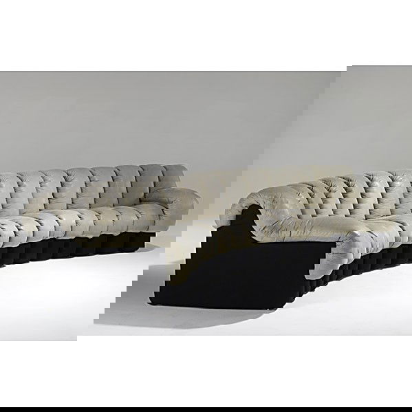 UELI BERGER ETC; DESEDE/STENDIG; Non-Stop sofa: UELI BERGER, ELEANORA PEDUZZI-RIVA AND HEINZ ULRICH; DESEDE/STENDIG; Massive, fifteen channel leather Non-Stop sofa; Unmarked; Arm section: 30'' x 8 1/2'' x 41'', total: 142''