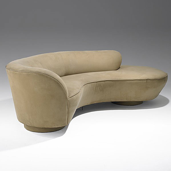 VLADIMIR KAGAN; DIRECTIONAL; Cloud sofa: VLADIMIR KAGAN; DIRECTIONAL; Lucite and microfiber cloud sofa; Directional upholstery label; 28 1/2'' x 97'' x 51'', depth in center: 31''