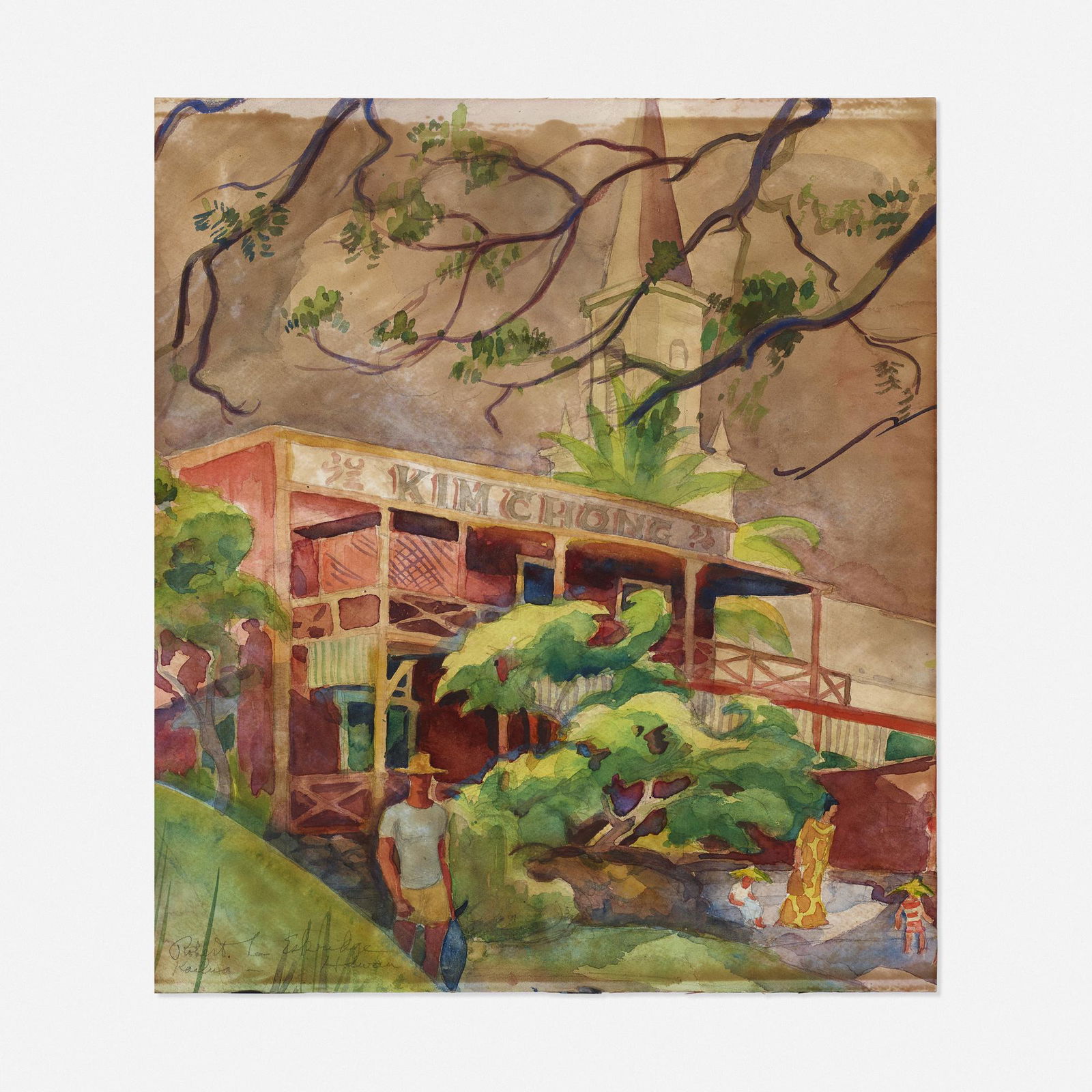 Robert Lee Eskridge, Kailua-Hawaii: Robert Lee Eskridge Kailua-Hawaii watercolor on paper 20.75 h × 17.75 w in (53 × 45 cm) Signed and titled to lower left 'Robert Lee Eskridge Kailua-Hawaii'.