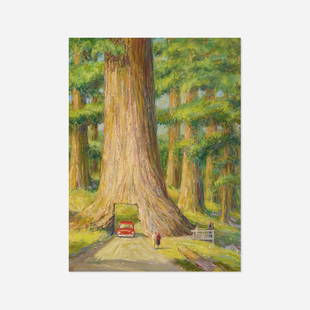 William Francis Taylor, The Giant Sequoia: William Francis Taylor The Giant Sequoia c. 1958oil on canvas board 16 h × 12 w in (41 × 30 cm) Signed to lower left 'William Fr. Taylor'. Sold with a letter of authentication from