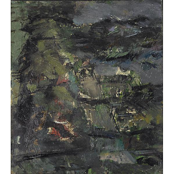 Piero Ruggeri (Italian, 1930-2009) L'Edicola, 1962: Piero Ruggeri (Italian, 1930-2009) L'Edicola, 1962; Oil on canvas; Signed, dated and titled; 27 3/8'' x 23 5/8''; Provenance: Private Collection, Florida