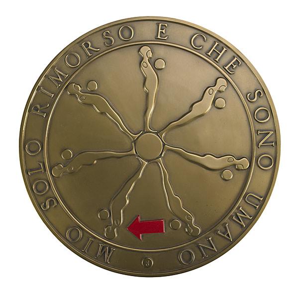 Ernest Trova (American, 1927-2009) Mio Solo Rimors: Ernest Trova (American, 1927-2009) Mio Solo Rimorso e Che Sono Umano; Bronze relief; Signed and numbered 7/8; 15 1/4'' diameter; Provenance: Private Collection, New York