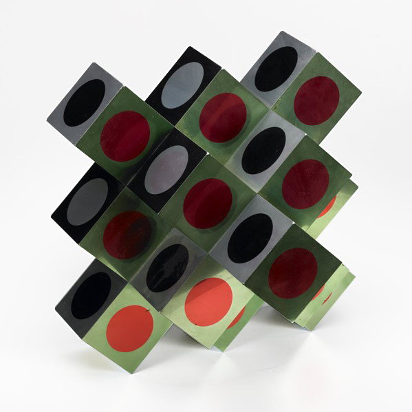 Victor Vasarely (French/Hungarian, 1908-1997) Kroa: Victor Vasarely (French/Hungarian, 1908-1997) Kroa Multicolor; Metal multiple with colored panels; 20'' x 20'' x 20''; Provenance: Private Collection, Philadelphia