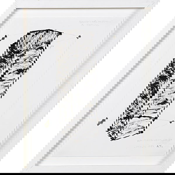 Al Taylor (American, 1949-1999) Bang Lead Around a: Al Taylor (American, 1949-1999) Bang Lead Around a Form, Paint the Inside White, 1987; Ink and pencil on paper (framed); Signed, dated and titled; 14'' x 11'' (sheet); Provenance: Private Collection,