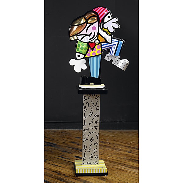 Romero Britto (Brazilian, b. 1963) Untitled: Romero Britto (Brazilian, b. 1963) Brenda Dancing, 2000; Painted and lacquered wood; Signed and numbered 17/25; 65'' high; Provenance: Private Collection, Massachusetts