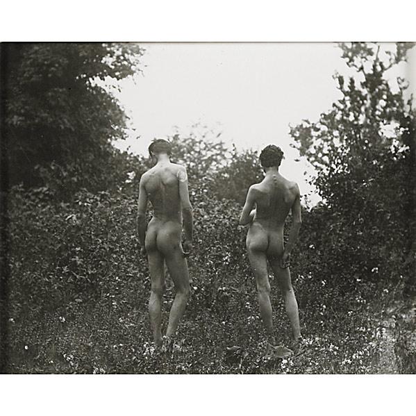 Thomas Eakins (American, 1844-1916) Male Nude and: Thomas Eakins (American, 1844-1916) Male Nude and J. Laurie Wallace from Rear in Wooded Landscape, ca. 1881; Gelatin silver print (printed in 1994) (framed); From an edition of 10; 3 1/2'' x 3 5/8'' (