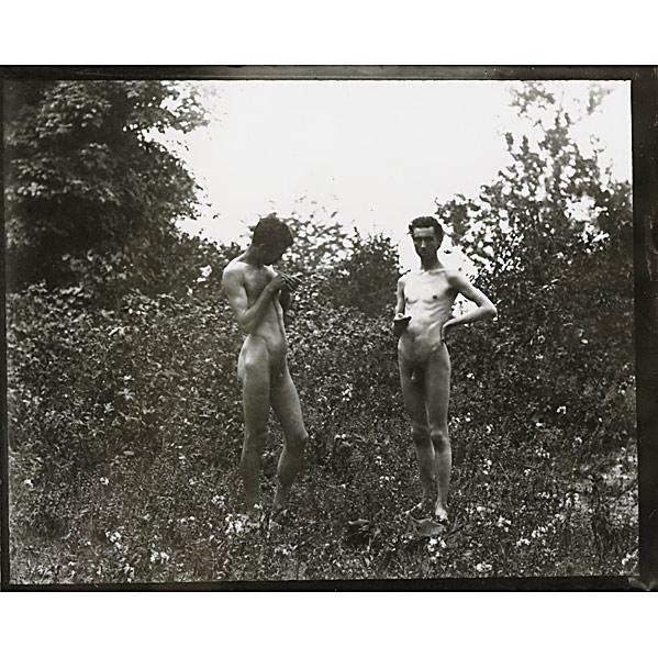 Thomas Eakins (American, 1844-1916) Male Nude and: Thomas Eakins (American, 1844-1916) Male Nude and J. Laurie Wallace in Wooded Landscape, ca. 1883; Gelatin silver print (printed in 1994) (framed); Numbered 6/10; 4'' x 5'' (image); Publisher: Pennsyl