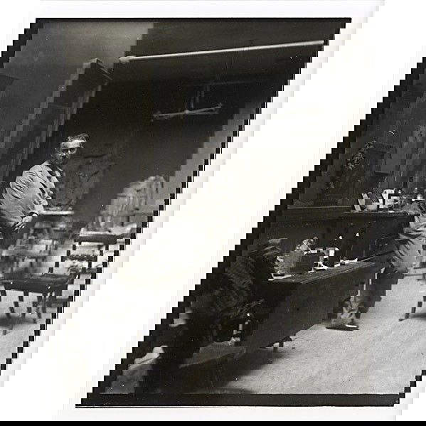 Thomas Eakins (American, 1844-1916) Thomas Eakins: Thomas Eakins (American, 1844-1916) Thomas Eakins in Chestnut Street Studio, 1891-92; Gelatin silver print (printed in 1994) (framed); Numbered 9/10; 5'' x 4'' (image); Publisher: Pennsylvania Academy