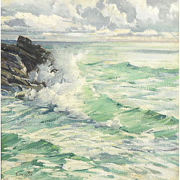 Gustave Cimiotti, Jr. (American, 1875-1969) At Hun: Gustave Cimiotti, Jr. (American, 1875-1969) At Hungary Bay, Bermuda; Oil on canvasboard (framed); Signed; 19 1/2'' x 19''; Provenance: Private Collection, New Jersey