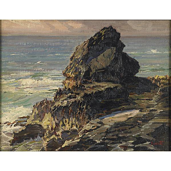 Gustave Jr. Cimiotti (American, 1875-1969) At Rock: Gustave Jr. Cimiotti (American, 1875-1969) At Rocky Bay, Bermuda, 1937-1938; Oil on board (framed); Signed, dated and titled; 16'' x 20''; Provenance: Private Collection, New Jersey